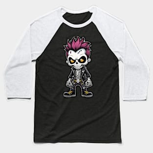 Punk Rock Skeleton 3 Baseball T-Shirt